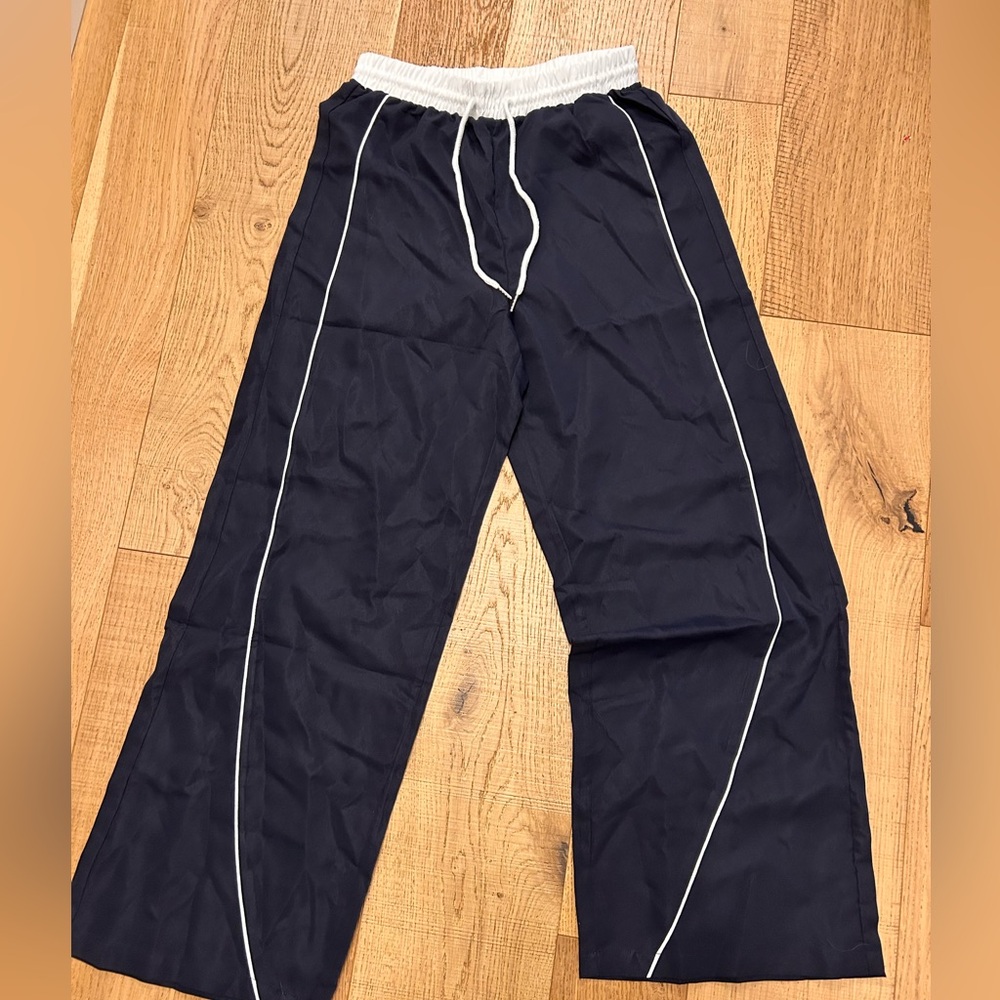 Black Track Pants with White Trim